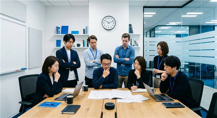要件を確認する開発チームの会議